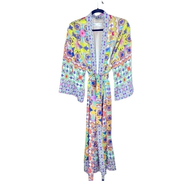 Zara womens long kimono style oversized Small 48” long fully lined - Picture 3 of 12
